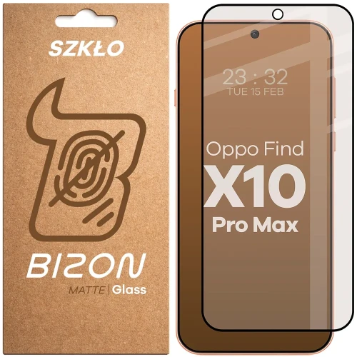 Matowe szkło hartowane Bizon Glass Matte do OPPO Find X10 Pro Max, czarna ramka (1/4)