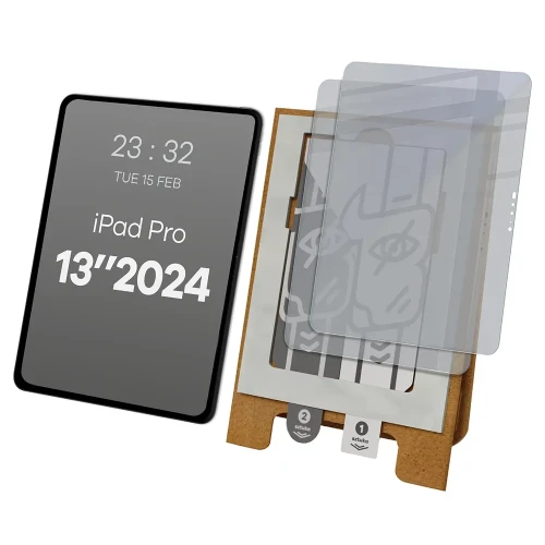 2x Prywatyzujące szklo hybrydowe z eko aplikatorem Bizon Eplikator Tab Hybrid Shadow do Apple iPad Pro 13 M4 2024 (1/5)