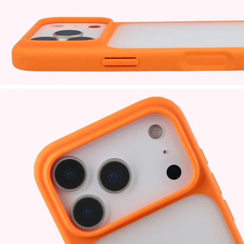 Etui Bizon Case Angelo do iPhone 18 Pro / 17 Pro, półprzezroczyste z pomarańczową ramką (3/6)
