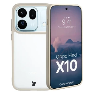 Etui Bizon Case Angelo do OPPO Find X10, półprzezroczyste z beżową ramką