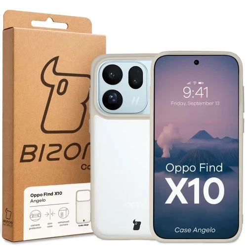 Etui Bizon Case Angelo do OPPO Find X10, półprzezroczyste z beżową ramką (6/6)