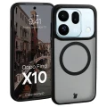 Etui z pierścieniem magnetycznym Bizon Case MatteO do OPPO Find X10, przydymione-czarne (1/8)
