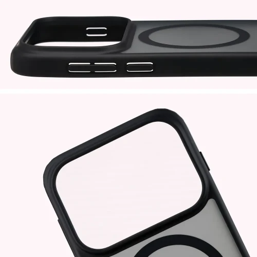 Etui z pierścieniem magnetycznym Bizon Case MatteO do OPPO Find X10, przydymione-czarne (4/8)
