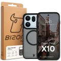 Etui z pierścieniem magnetycznym Bizon Case MatteO do OPPO Find X10, przydymione-czarne (7/8)