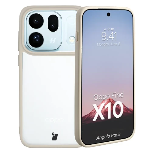Etui + szkło hartowane Bizon Angelo Pack do OPPO Find X10, półprzezroczyste z beżową ramką (3/7)