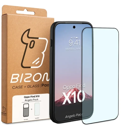 Etui + szkło hartowane Bizon Angelo Pack do OPPO Find X10, przydymione z czarną ramką (7/7)