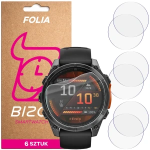 Folia ochronna na ekran zegarka Bizon Watch Film HydroFlex do Garmin Fenix 8 AMOLED (47 mm), 6 sztuk