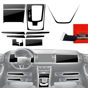 12w1 Czarna połyskująca folia Grizz Protector do wnętrza Skoda Kodiaq (2016-2023)