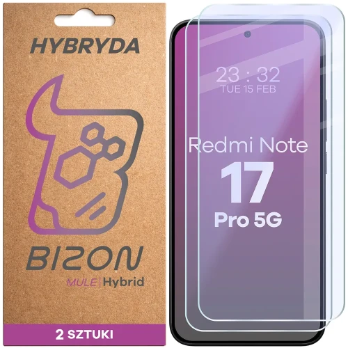 Elastyczne szkło hybrydowe Bizon Hybrid Mule Duo do Xiaomi Redmi Note 17 Pro 5G, 2 sztuki (1/4)