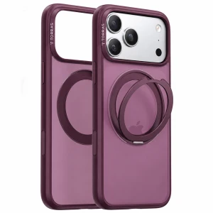 Etui z obrotową podstawką 360° Torras O1 Guardian do iPhone 18 Pro Max / 17 Pro Max do MagSafe, burgundowe