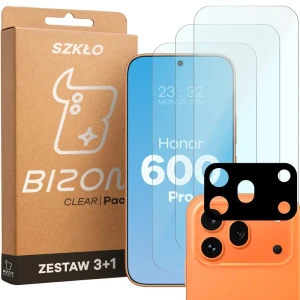 3x Szkło hartowane + szybka na aparat Bizon Glass Clear Pack do HONOR 600 Pro 5G