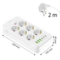 Listwa zasilająca/przedłużacz Vayox VA0465W-2, 6x gniazdo sieciowe Schuko, 3x USB-C, 3x USB-A, wraz z kablem 2m, biała (5/10)