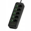 Listwa zasilająca/przedłużacz Vayox VA0473B-5, 5x gniazdo sieciowe Schuko, 1x USB-C, 4x USB-A, wraz z kablem 5m, czarna (4/12)