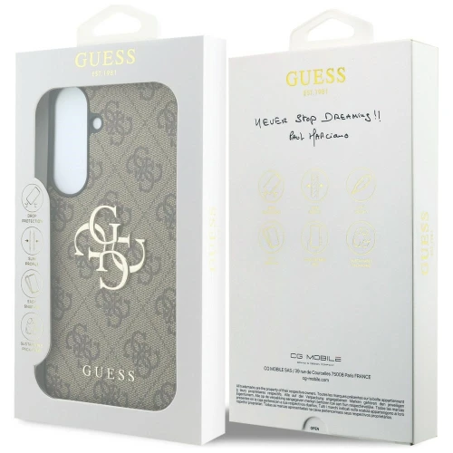 Etui Guess Leather 4G Metal Logo do Galaxy S26 FE, brązowe