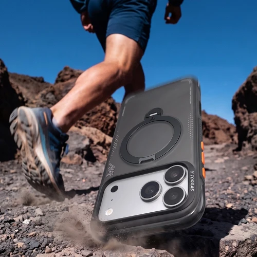 Etui z obrotową podstawką 360° Torras Ostand Q3 Air do MagSafe do iPhone 18 Pro / 17 Pro, czarne (3/8)