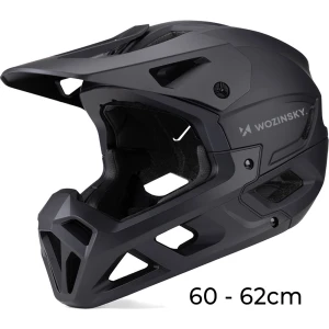 OUTLET: Kask rowerowy Wozinsky Fullface HT-58 z odpinanym daszkiem 60-62 cm, czarny