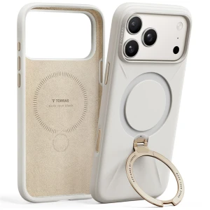 Etui z obrotową podstawką 360° Torras Q3 Silicone do iPhone 18 Pro Max / 17 Pro Max do MagSafe, białe