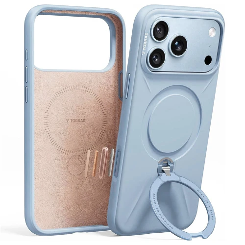Etui z obrotową podstawką 360° Torras Q3 Silicone do iPhone 18 Pro Max / 17 Pro Max do MagSafe, niebieskie (1/9)