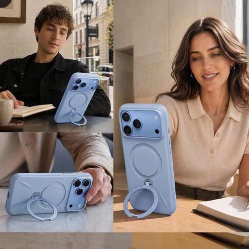 Etui z obrotową podstawką 360° Torras Q3 Silicone do iPhone 18 Pro Max / 17 Pro Max do MagSafe, niebieskie (4/9)