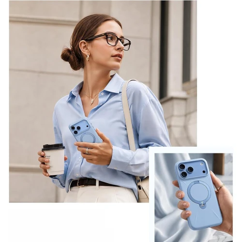 Etui z obrotową podstawką 360° Torras Q3 Silicone do iPhone 18 Pro Max / 17 Pro Max do MagSafe, niebieskie (5/9)