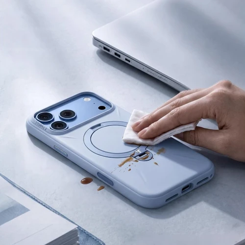 Etui z obrotową podstawką 360° Torras Q3 Silicone do iPhone 18 Pro Max / 17 Pro Max do MagSafe, niebieskie (8/9)