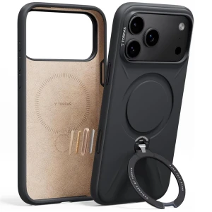 Etui z obrotową podstawką 360° Torras Q3 Silicone do iPhone 18 Pro Max / 17 Pro Max do MagSafe, czarne
