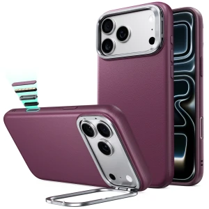 Etui skórzane z podstawką ESR Atelier Kickstand do MagSafe do iPhone 18 Pro Max / 17 Pro Max, burgundowe