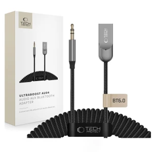 Odbiornik dźwięku adapter audio Tech-Protect Ultraboost AU04 Bluetooth 6.0, USB - 3,5 mm mini jack, szary