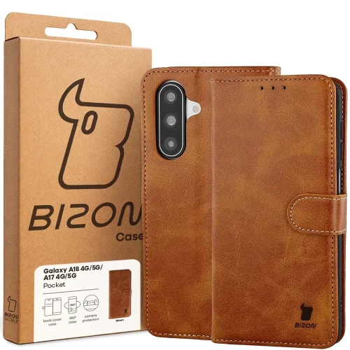 Etui z klapką Bizon Case Pocket do Galaxy A18 / A17, brązowe (6/6)