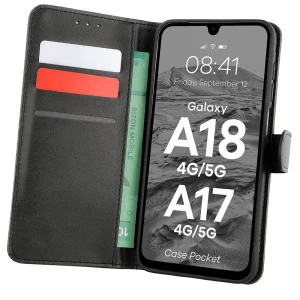Etui z klapką Bizon Case Pocket do Galaxy A18 4G/5G / A17 4G/5G, czarne