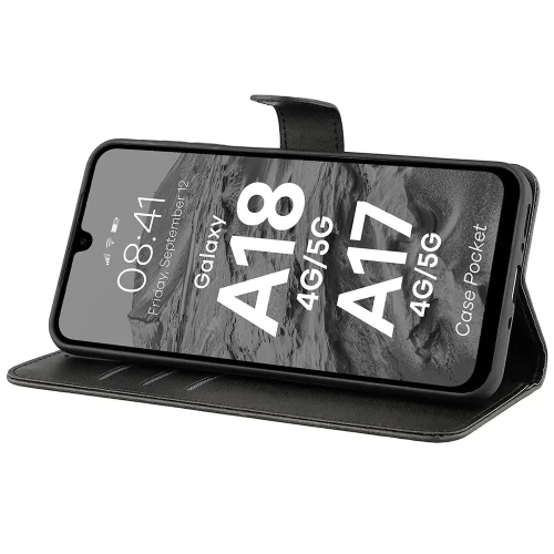 Etui z klapką Bizon Case Pocket do Galaxy A18 / A17, czarne (5/6)