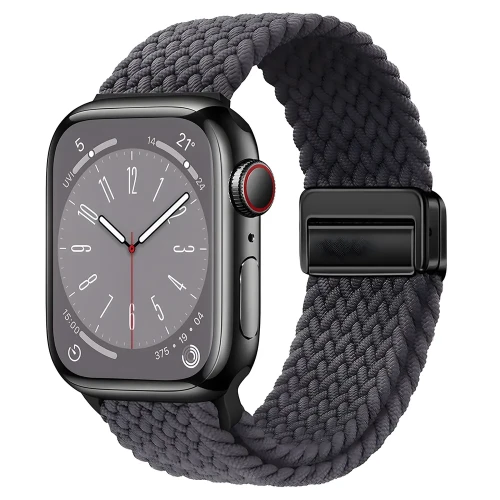 Nylonowy pasek do zegarka Bizon Strap Watch Trenza do Apple Watch 44/45/46/49 mm, szary (1/3)