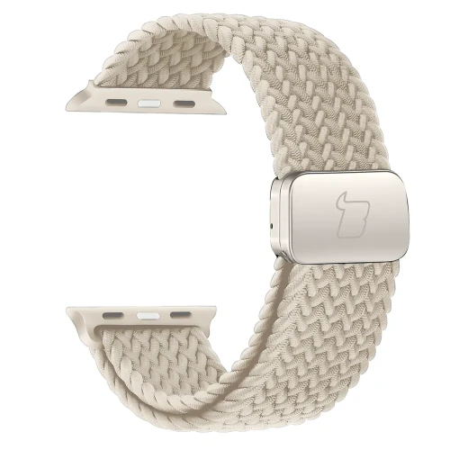 Nylonowy pasek do zegarka Bizon Strap Watch Trenza do Apple Watch 44/45/46/49 mm, szampański (3/3)