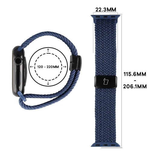 Nylonowy pasek do zegarka Bizon Strap Watch Trenza do Apple Watch 38/40/41/42 mm, granatowy (2/3)