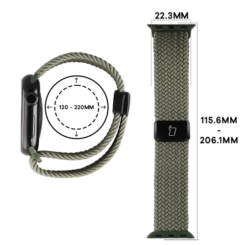 Nylonowy pasek do zegarka Bizon Strap Watch Trenza do Apple Watch 38/40/41/42 mm, ciemnozielony (2/3)