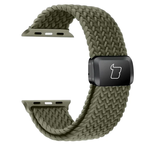 Nylonowy pasek do zegarka Bizon Strap Watch Trenza do Apple Watch 38/40/41/42 mm, ciemnozielony (3/3)