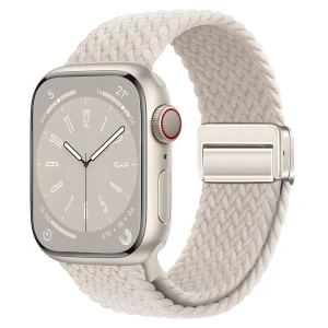 Nylonowy pasek do zegarka Bizon Strap Watch Trenza do Apple Watch 38/40/41/42 mm, szampański