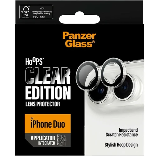 Szkło hartowane na aparat z aplikatorem PanzerGlass Hoops do iPhone Duo, przezroczyste (6/6)