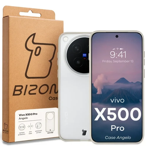 Etui Bizon Case Angelo do Vivo X500 Pro, półprzezroczyste z beżową ramką (6/6)
