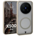 Etui z pierścieniem magnetycznym Bizon Case MatteO do Vivo X500 Pro, przydymione-beżowe (1/7)