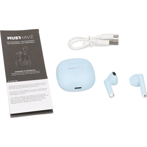 Bezprzewodowe słuchawki douszne Musthavz True Wireless Earphone Lite, Bluetooth 5.4, niebieskie (3/5)
