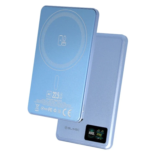 Magnetyczny powerbank indukcyjny do MagSafe 3 w 1 Blavec BJ-03 Ultra Slim 5 000 mAh, 22,5W, USB-C, jasnoniebieski (3/6)
