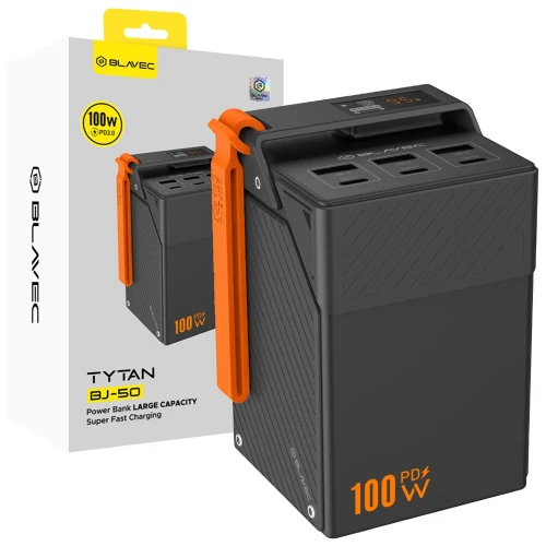 Powerbank Blavec BJ-50 Tytan 50 000 mAh, 100W, 3x USB-C, 3x USB-A, + kabel USB-C, czarny (1/8)