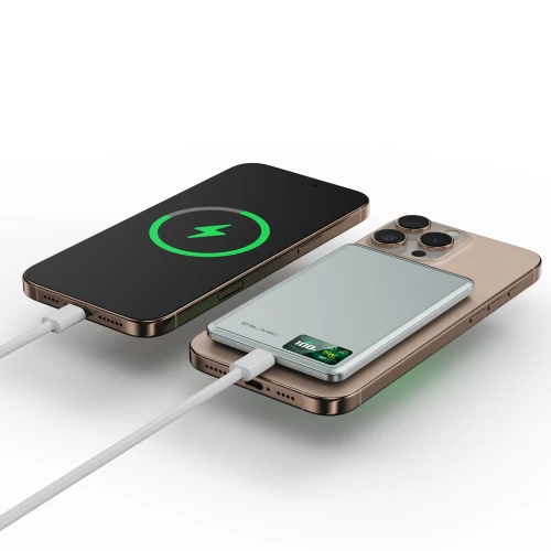Magnetyczny powerbank indukcyjny do MagSafe 3 w 1 Blavec BJ-03 Ultra Slim 5 000 mAh, 22,5W, USB-C, szary (4/18)