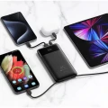 Powerbank Forcell F20K6, 20000 mAh, USB-C, USB-A, 45W, 3A, PD, QC 3.0 z wbudowanymi kablami USB-C i Lightning, czarny (3/10)