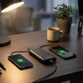 Powerbank Forcell F20K6, 20000 mAh, USB-C, USB-A, 45W, 3A, PD, QC 3.0 z wbudowanymi kablami USB-C i Lightning, czarny (5/10)