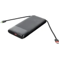 Powerbank Forcell F20K6, 20000 mAh, USB-C, USB-A, 45W, 3A, PD, QC 3.0 z wbudowanymi kablami USB-C i Lightning, czarny (8/10)