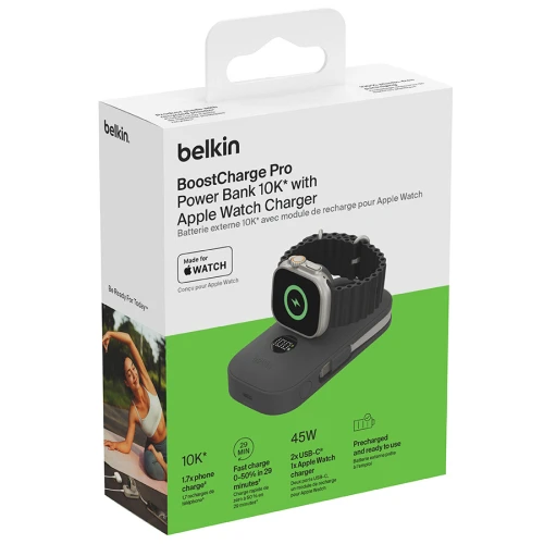 Bateria Belkin BoostCharge Pro Power Bank 10K 45W 10000 mAh do Apple Watch z kablem USB-C PD, czarny (15/15)