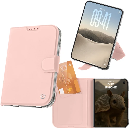 Etui z klapką Dux Ducis Skin Pro do iPhone Duo, różowozłote (1/11)