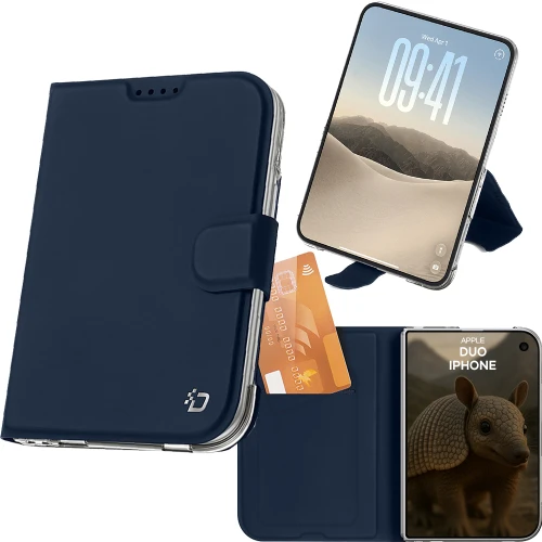 Etui z klapką Dux Ducis Skin Pro do iPhone Duo, granatowe (1/11)